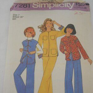 Vintage 1970s Girls Simplicity pattern 7281
